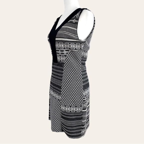 🇨🇦 Ruelle Patchwork Dress Sleeveless Black And White Made In Canada - Picture 5 of 17